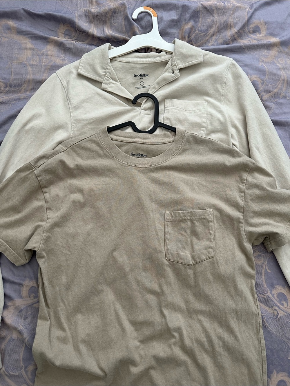 Goodfellow & Co Men's Beige Pocket Tee Bundle Size S Vintage Heavyweight Polo